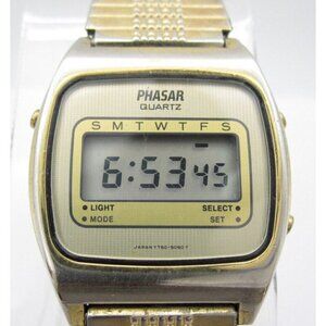 Vintage Men's Phasar Quartz WR 32mm Digital Round Watch (H75) "New Battery"